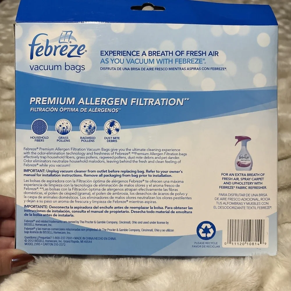 Febreze Spring Renewal 3 Pack Vacuum Bags - Kenmore C 5055 & 50558 Canister fit